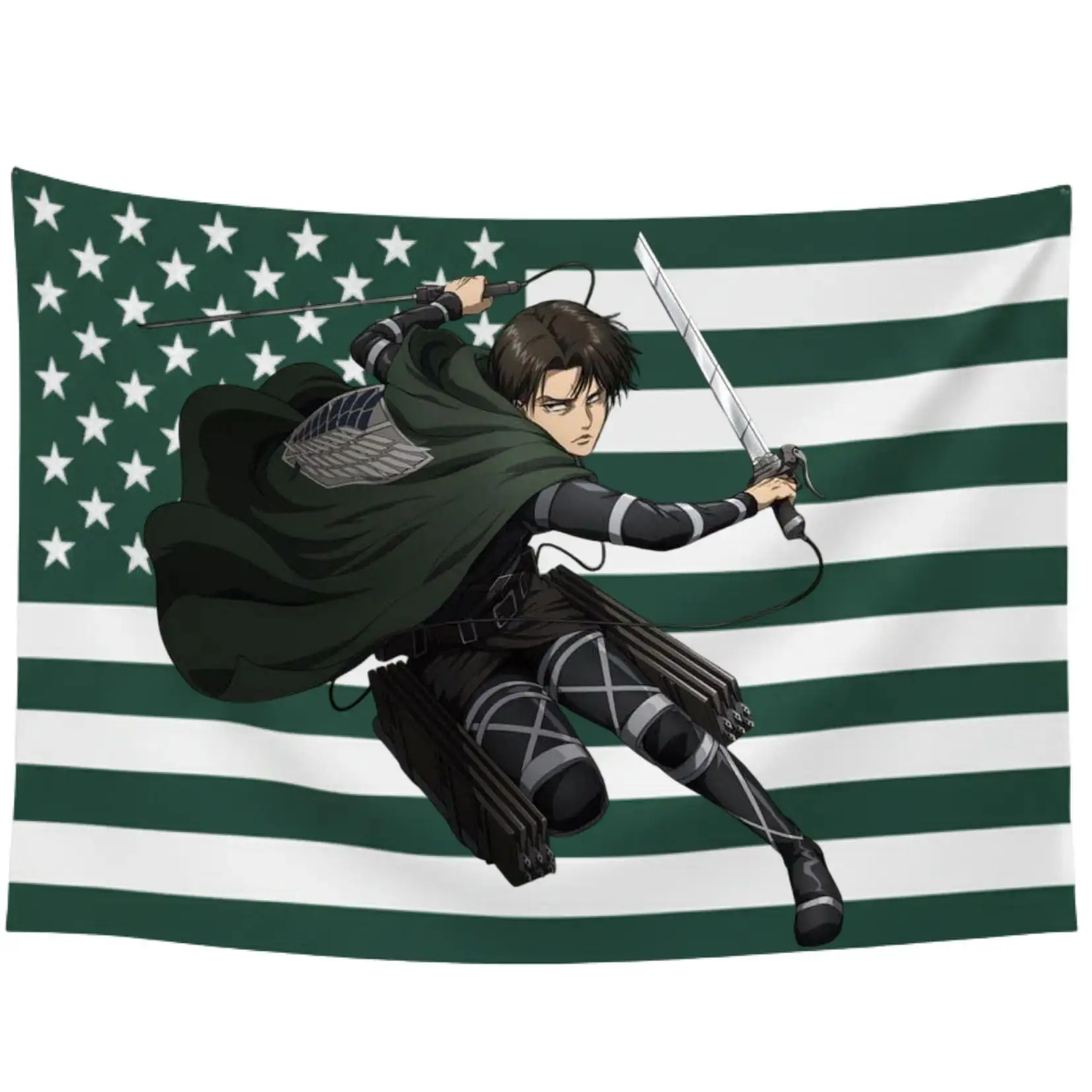 Shiny Durable Tapestries, Simple Chic Tapestries Levi Ackerman Attack on Titan Peach Velvet Tapestry Flag - Matte Rich Colors, Crisp Anime Detail, Smooth Lightweight Premium Wall Hanging, Hanging Hardware for Simple Setup, Home Decor Gift for Bedroom