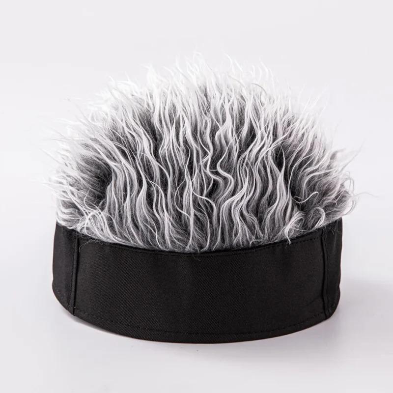 Unisex Beanie Wig Hat Synthetic Short Hair Caps Hip Hop Beanie Hat Spiked Fake Hair Hat Wigs Short Melon Headband Prop Headwear