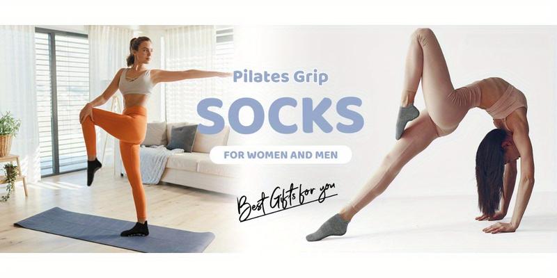 Women's and men's Pilates non-slip socks, yoga socks with grips, suitable for barre, barefoot activities, and as non-slip socks for hospital use Women's and men's Pilates non-slip socks, yoga socks with grips, suitable for barre, barefoot activities, and as non-slip socks for hospital use