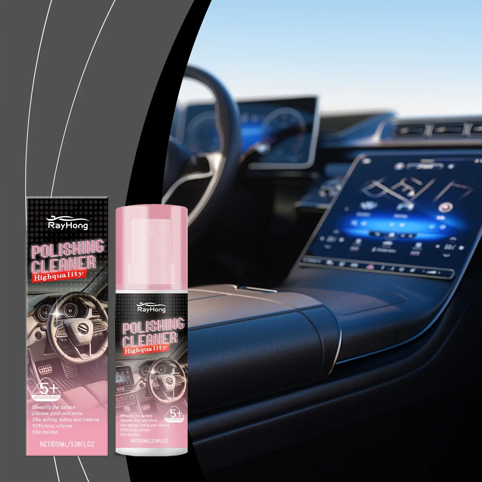 Polishing Cleaner for Car Interior Detailing Car Interior Detailing Cleaner All Purpose Vehicle Interior Detailer And Polisher Spray Make The Interior New, Long-Lasting Shine Like New!
