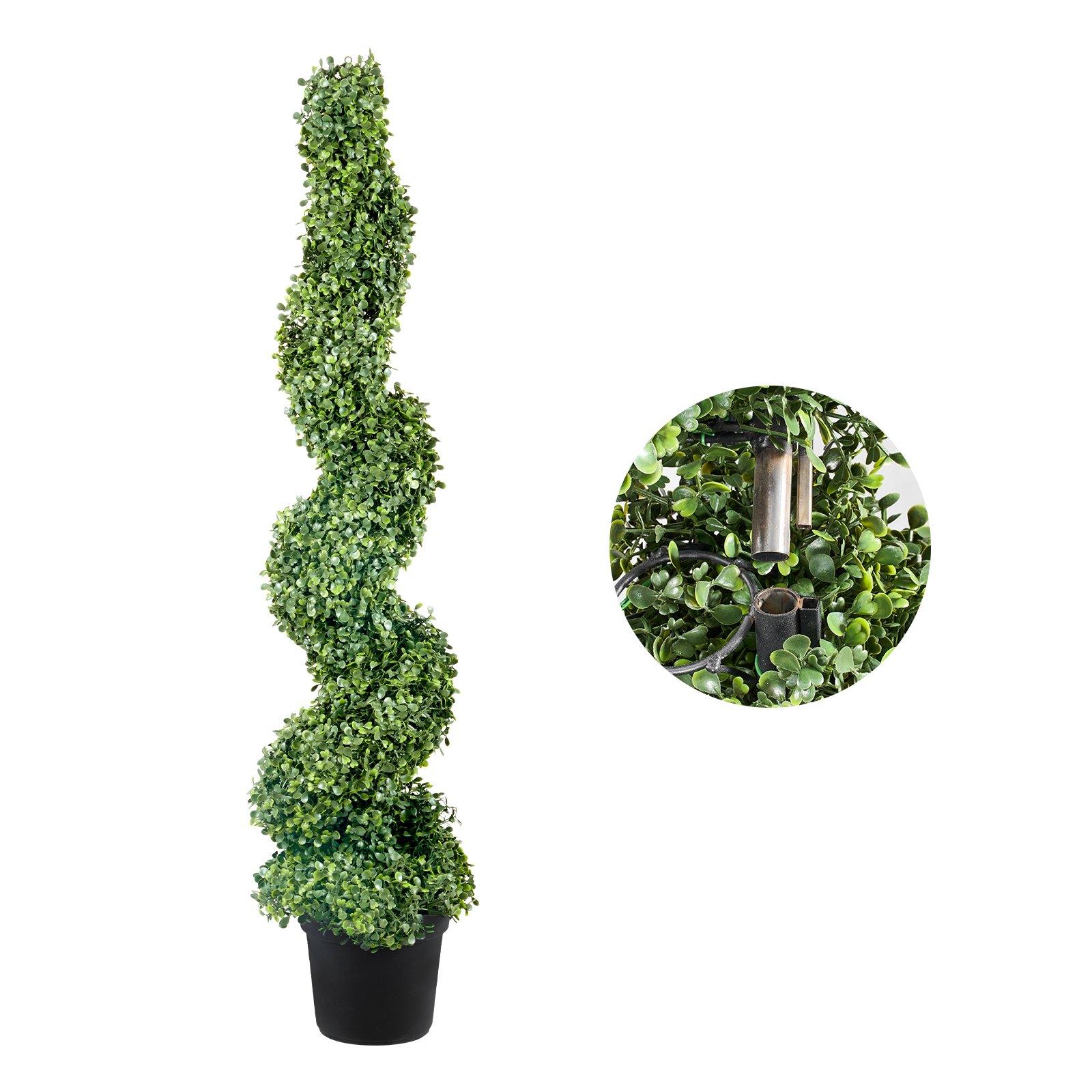 VEVOR 2 pcs. Artificial Boxwood Tower Topiary Spiral Artificial Plant 122cm high Decorative Plant Green Plastic PE Iron Topiary Plants incl. 10 pcs. Replacement Leaves