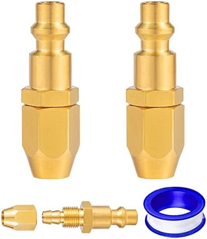 Premium Solid Brass 2PCS Pneumatics Reusable Replacement Fitting 1/4" Barb For 1/4-Inch ID Polyurethane Air Hose With 1/4" NPT Rigid Replacement