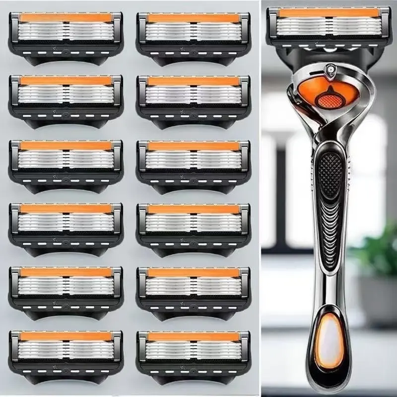Men's Manual Razor Set, Stainless Steel 5-Layer Sharp Blades, Rust-Resistant Material, Easy Replacement, Washable, Comfortable Smooth Shaving Experience