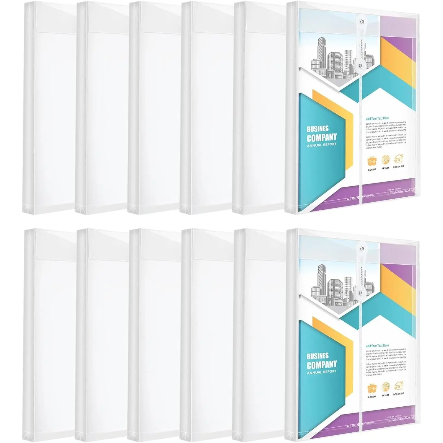 12 Pack Plastic Envelopes File Folders,Expandable Clear Folder for Document | A4 Letter Size,Poly  Folders with String Closure,Bill Receipt Paper Holder Organizer for  School,Office