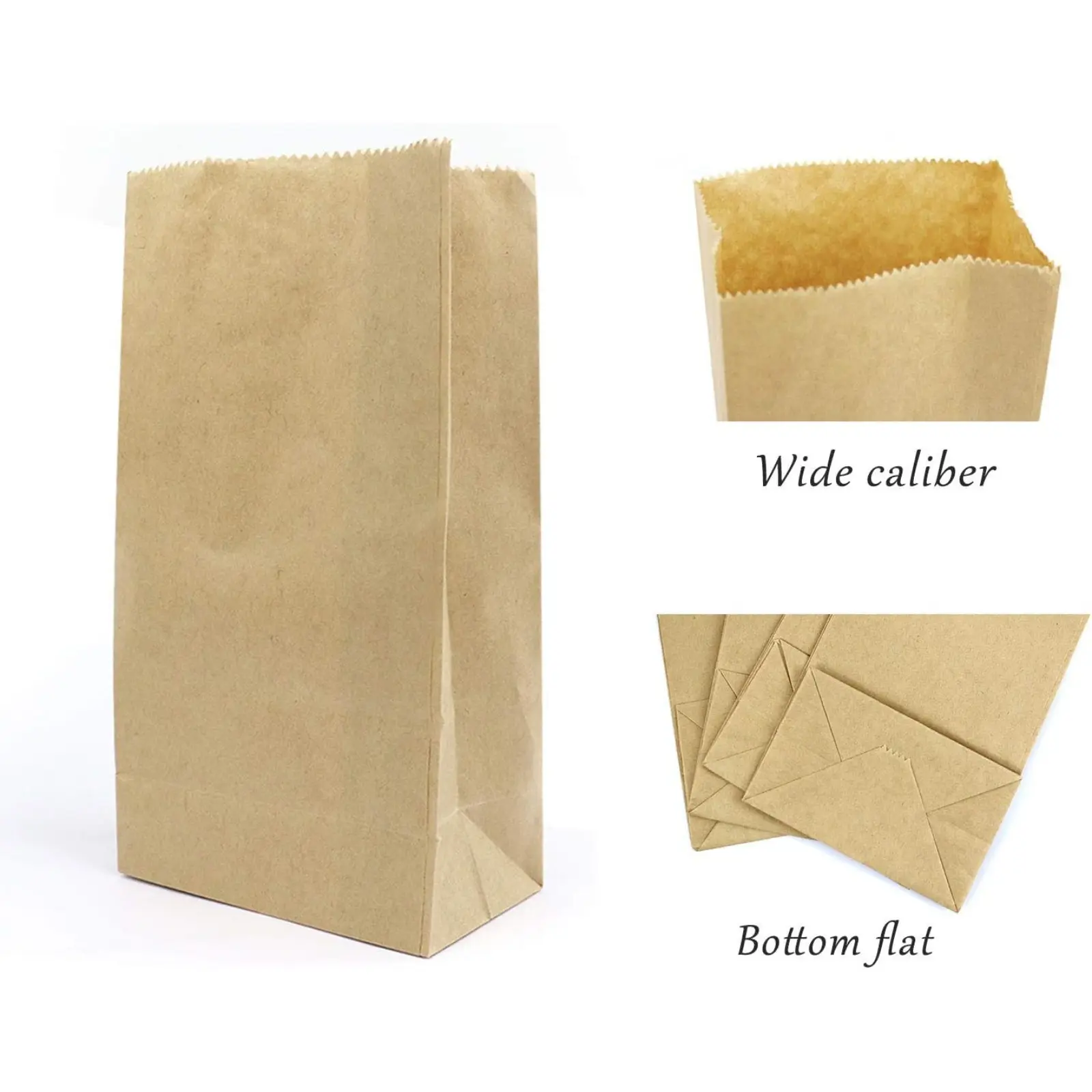50 Pack Durable Brown Kraft Paper Bags,Perfect for Baking Food Packaging,  Multipurpose Disposable Paper Pouches, Retail Shopping, Party Favors and Gift Wrapping