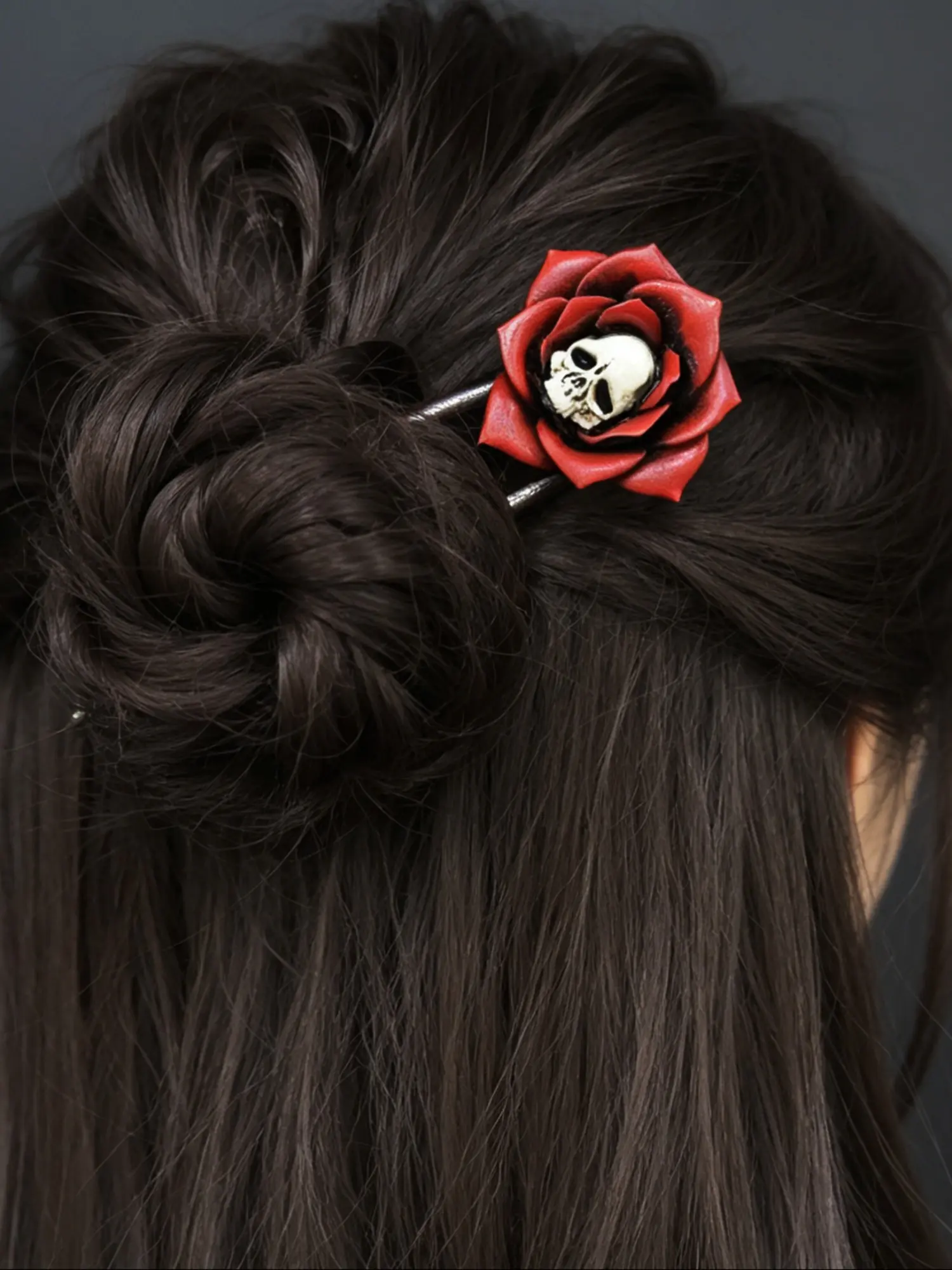 Vintage Rose Skull Hair Clip, Flower Hair Clip, Punk Accessories for Women, Retro Animal Pattern, All Seasons, Festival Gift, 1pcs