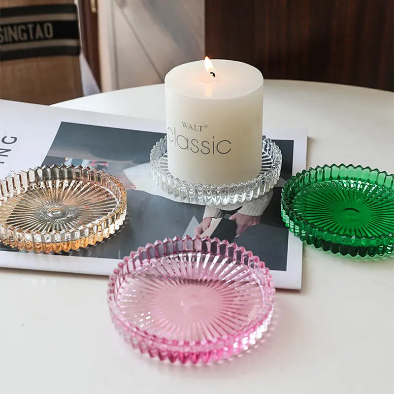 Transparent striped gear candle tray