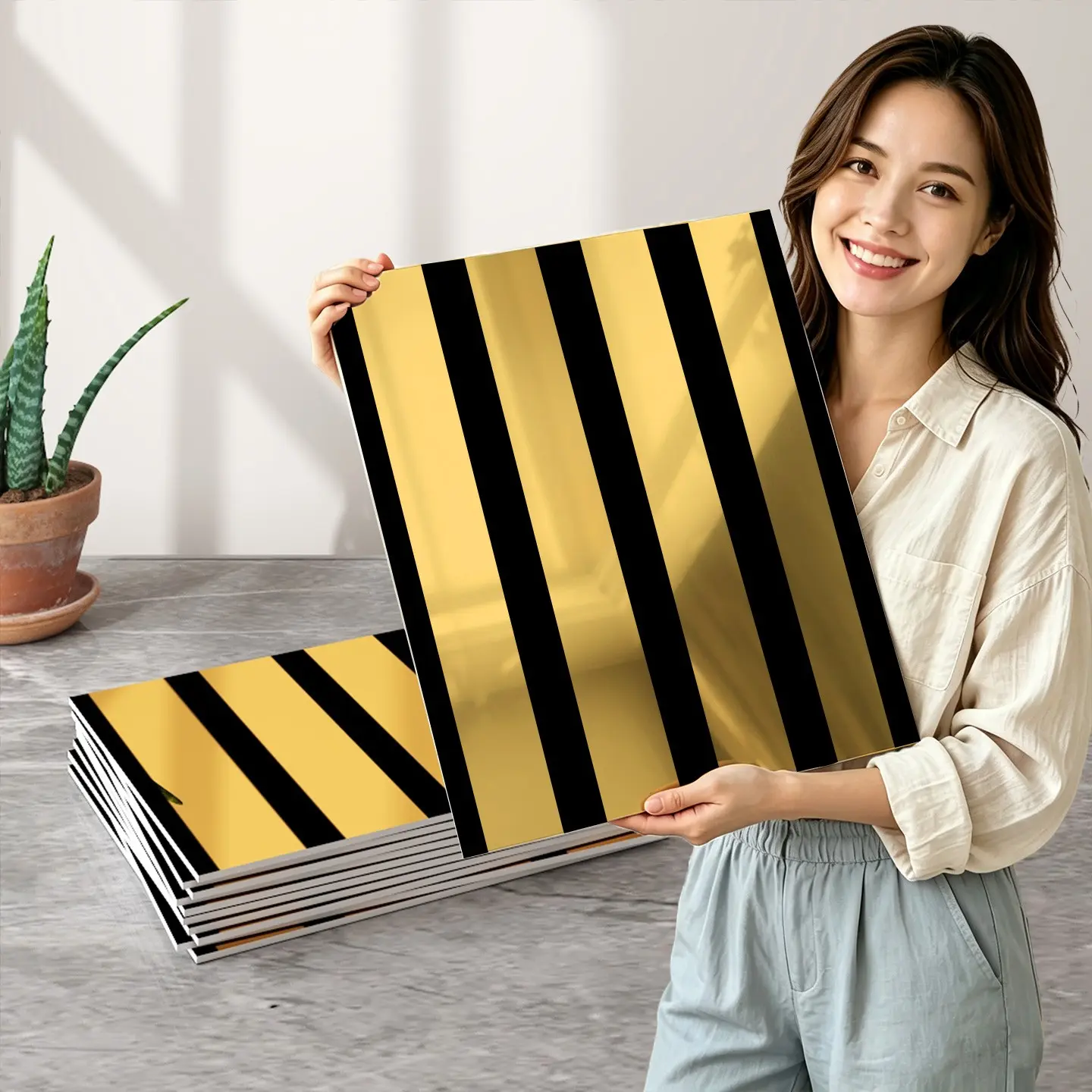 30x30cm Self-Adhesive Metal Print Wallpaper, Thick 2mm Design, Easy DIY Use, Ideal for Various Scenes, Wall Decor Material