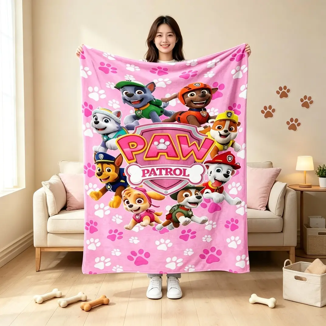 Paw Patrol Blanket Soft Warm Plush Throw Blanket for Kids & Adults Flannel Fleece Blanket Perfect Gift for Movie Nights Home Decor Daily Use Bedroom Sofa Bed Cozy Cartoon Character Blanket