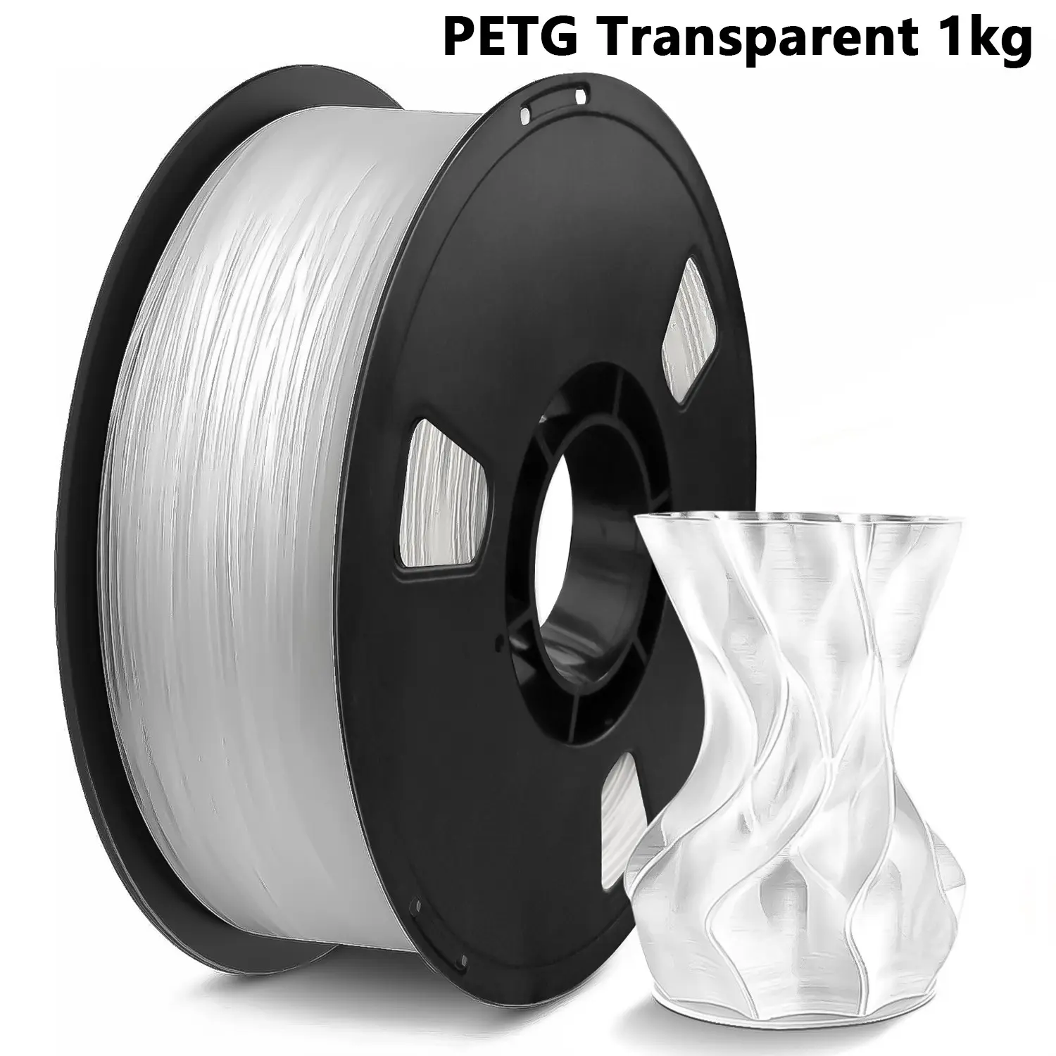 Clear Filament PETG for 3D Printer, Transparent PETG Filament 1.75mm 1kg (2.2lbs), High-Quality Printing Material, Durable & Reliable