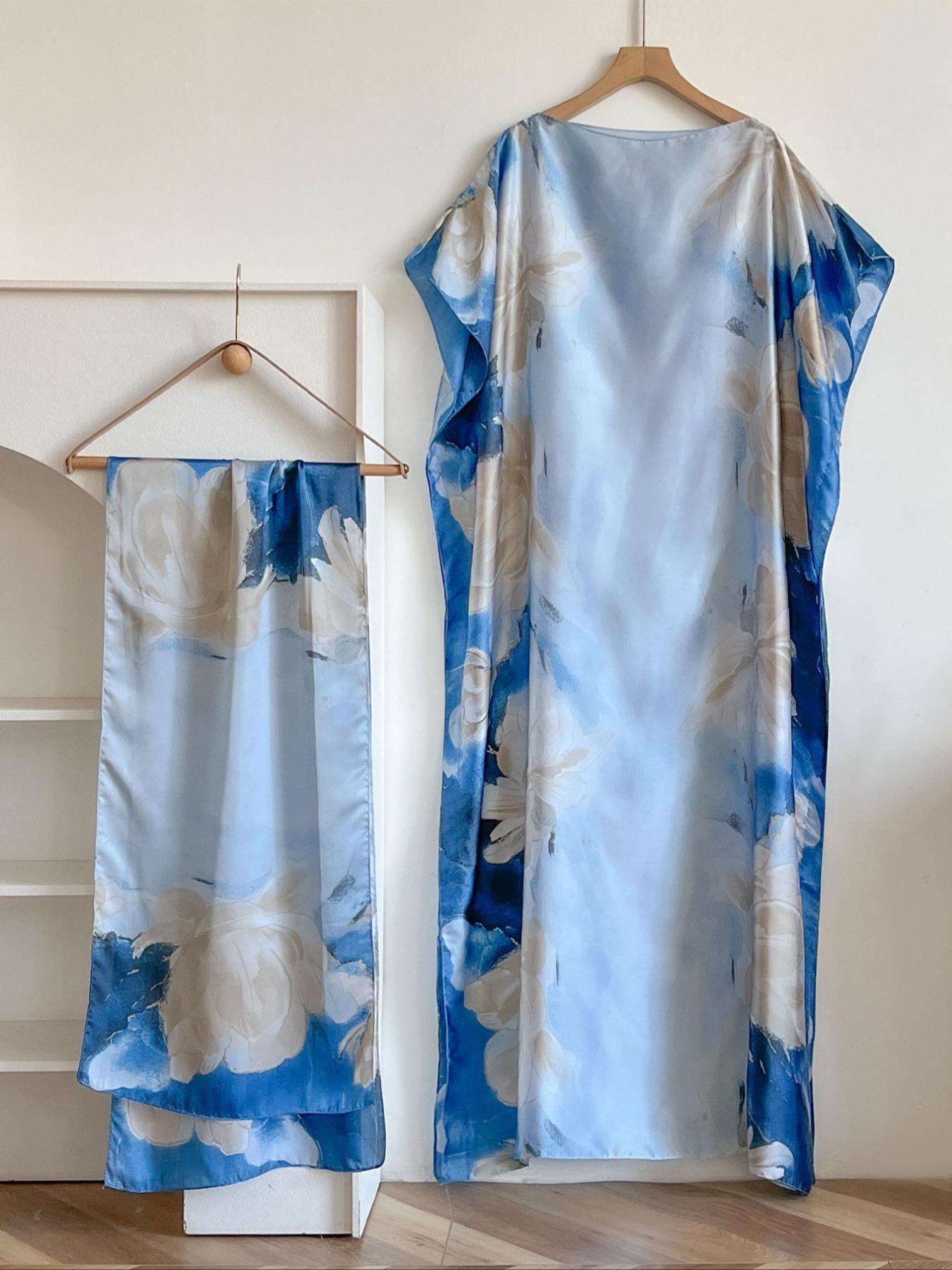 Women's Floral Print Long Scarf, Fashionable Lightweight Soft Scarf for All Seasons, Casual Versatile Scarf for Women