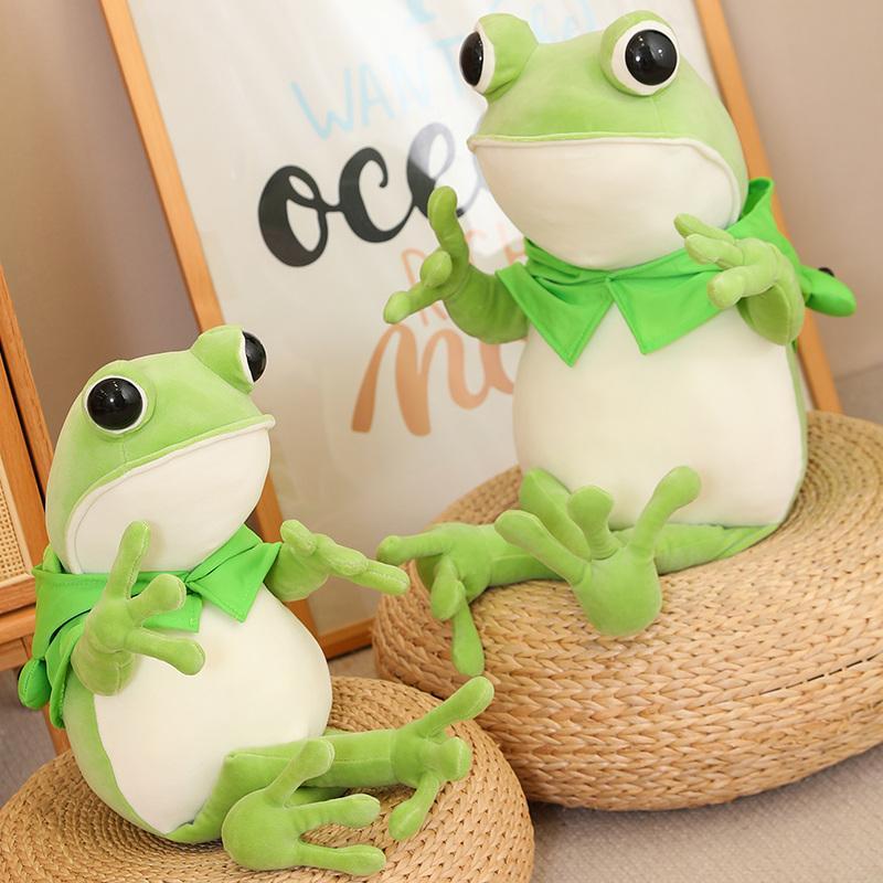45/60/80CM Kawaii Cloak Frog Plush Toy Soft Stuffed Animal Lovely Hat Big Eyes Anime Doll Hug Pillow Birthday Xmas Gifts