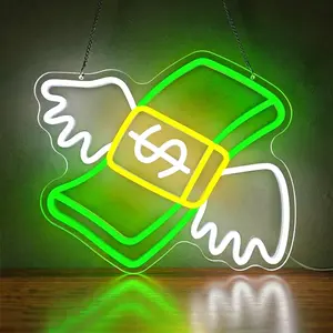 Currency Neon Light, Cash LED Neon Strip with Dollar Design, Adjustable Brightness, Ideal for Bedroom, Game Room, Party Decor, Cool Aesthetic