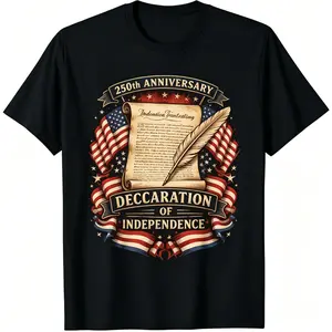 250th Anniversary Vintage Declaration Scroll Quill Graphic Tee US Independence Memorial T-shirt Best Patriotic Gift For Founding Fathers Fans