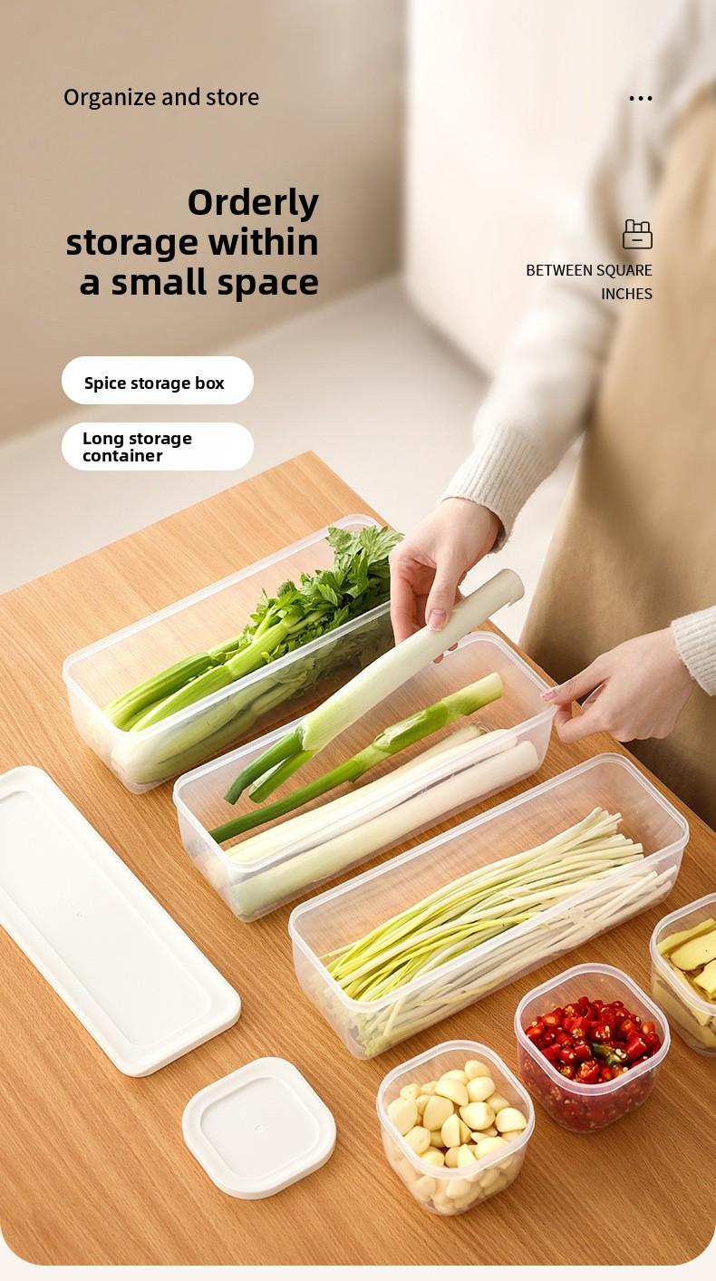 FaSoLa Refrigerator Storage Box for Scallions, Green Onions, and Coriander, Specialized Fresh-Keeping Box, Kitchen Food-Grade Sealed Box for Scallions, Ginger, and Garlic