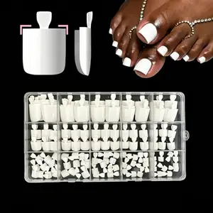 Shiny False Nails, 150pcs Short Square Press-On Acrylic Nails, Soft Gel Toe Nail Tips, Fake Toenails, DIY Manicure Kit, Gift for Girls