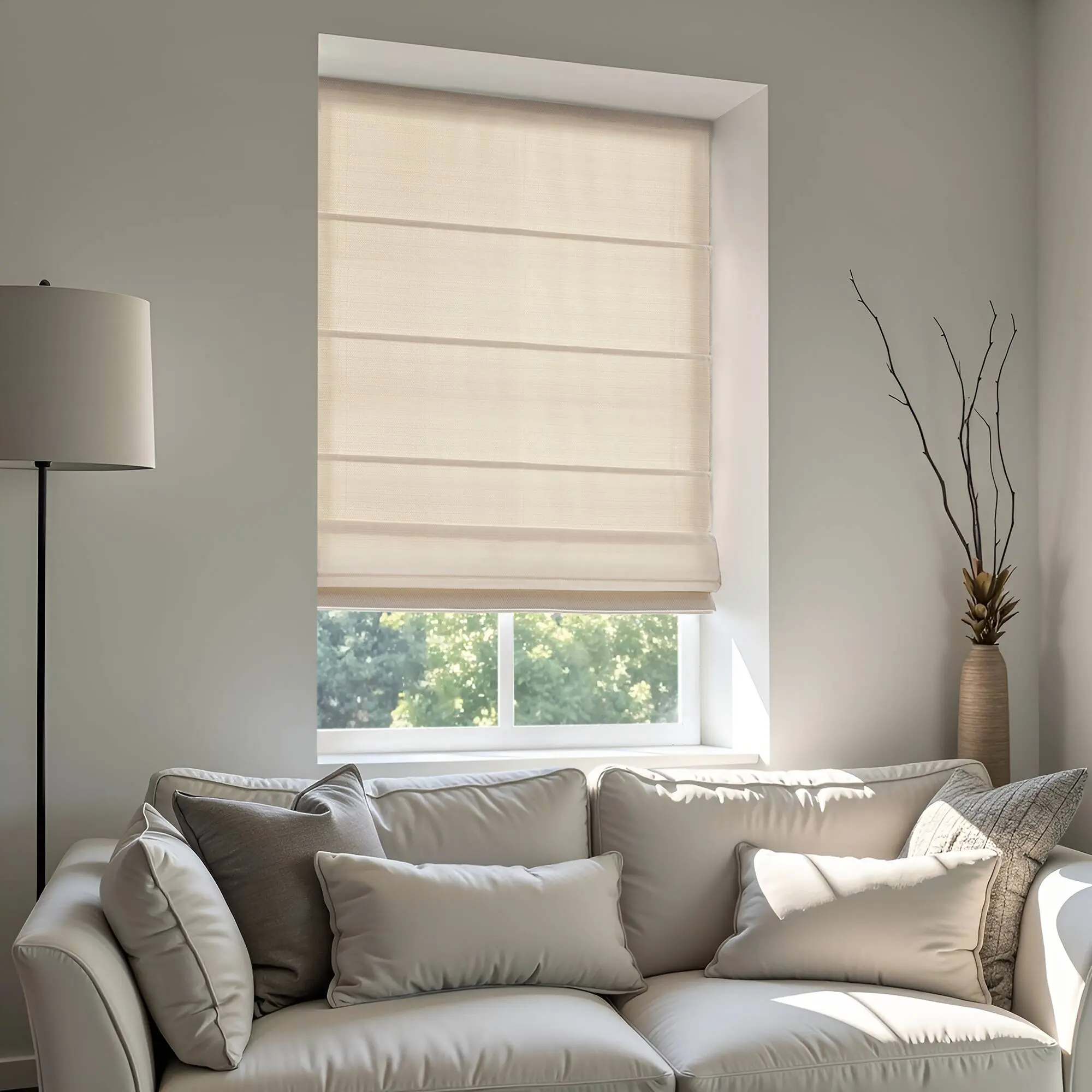 ARCH Cordless Roman Blind Fabric Window Shade 33x64 Inches Light Filtering Privacy Room Darkening Easy Install for Living Room Bedroom Kitchen Home Office, 1 Piece, Home Furniture and Household Product Search Terms for US Online Shopping