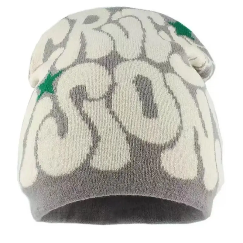A unisex Harajuku style knitted beret that is both warm and fashionable in autumn and winter, suitable for creating comfortable headwear with trendy styles, Fashion Beanie Hat