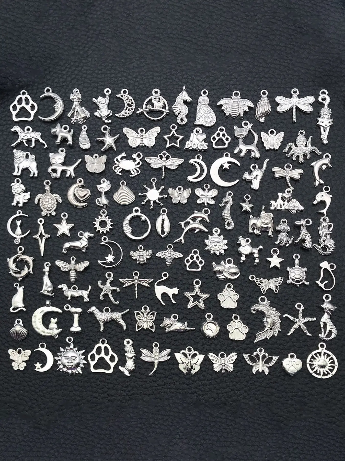 100pcs Mix Bulk Alloy Assorted Silvery Charms Mini Pendant Earring for DIY Jewelry Making Handmade Bracelet Earrings Necklace Crafts Accessories Lovely Charms