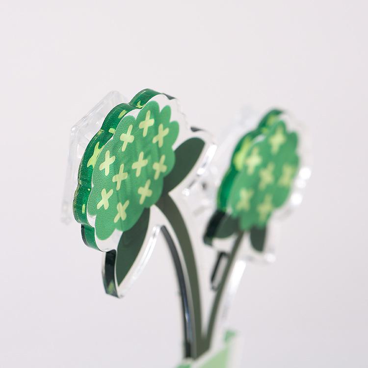 3PCS Acrylic Cute Cartoon Flower Sticky Note Clip Vertical Photo Stand Desktop Decoration for Office Home