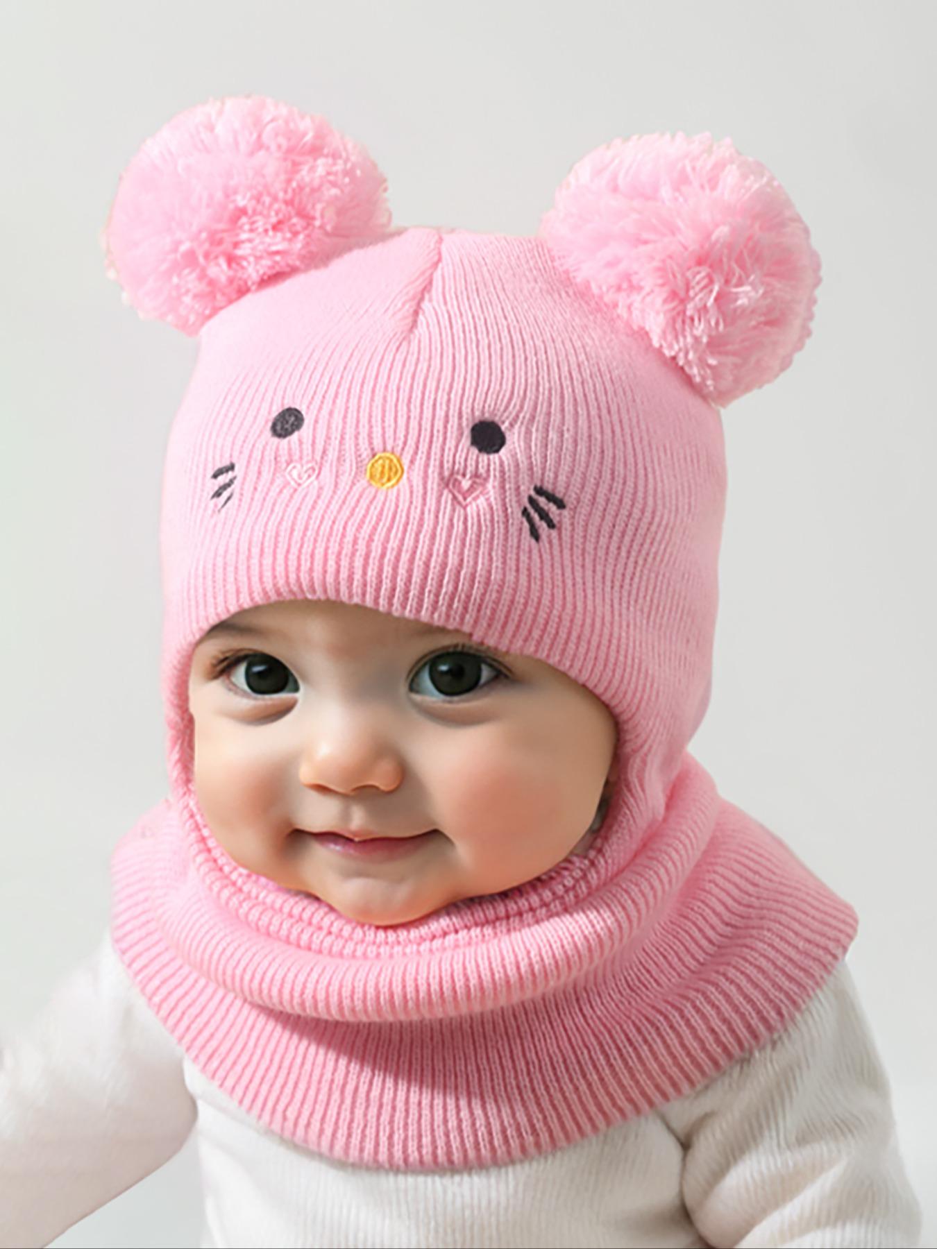Cute Cat Embroidered Knit Hat for Babies & Toddlers, Warm Winter Beanie, Winter Skull Cap for Outdoor Use, Daily Commuting Essential, Moderate Fabric Thickness