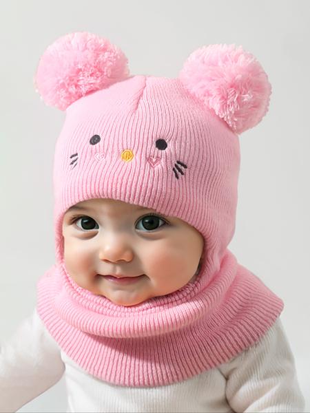 Cute Cat Embroidered Knit Hat for Babies & Toddlers, Warm Winter Beanie, Winter Skull Cap for Outdoor Use, Daily Commuting Essential, Moderate Fabric Thickness