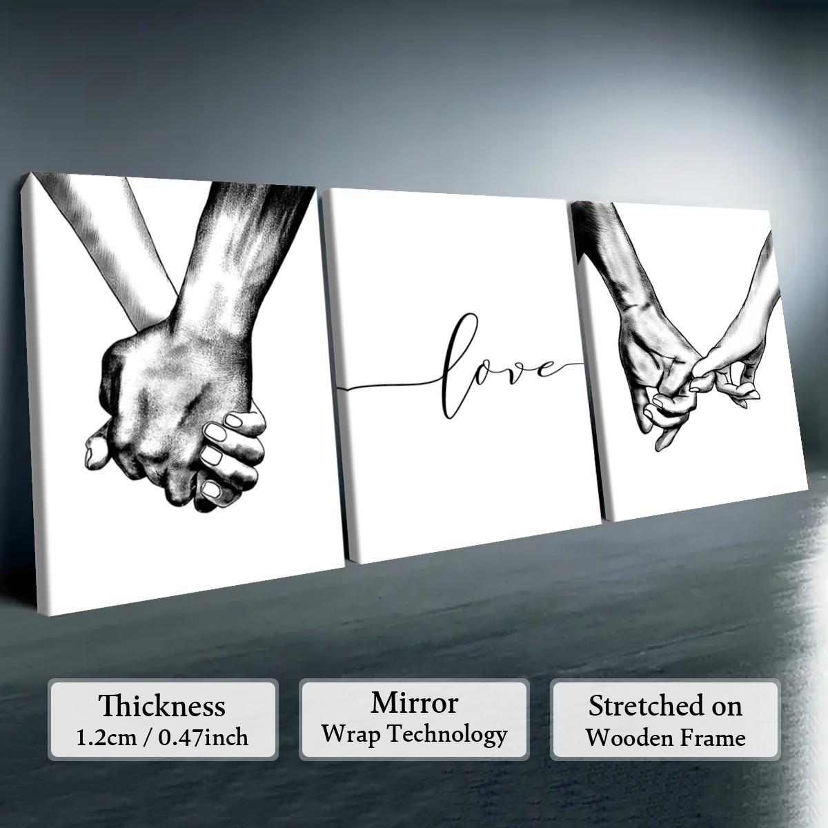 Wooden Framed Canvas Painting, 3 Counts/set Hand Pattern Wall Art, Modern Art Wall Decoration, Home Decoration Canvas Prints Poster, Solid Wooden Frame, Artistic, Universal Aesthetic