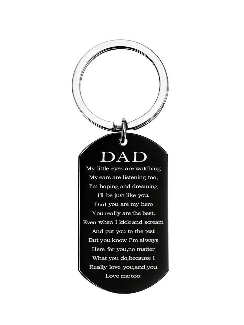 Letter Pattern Slogan Metal Keychain Personalized Heart Tag for Men & Women, Round Shaped Stainless Steel Key Holder & Key Fob for Car Key, Accessories As Xmas Gift