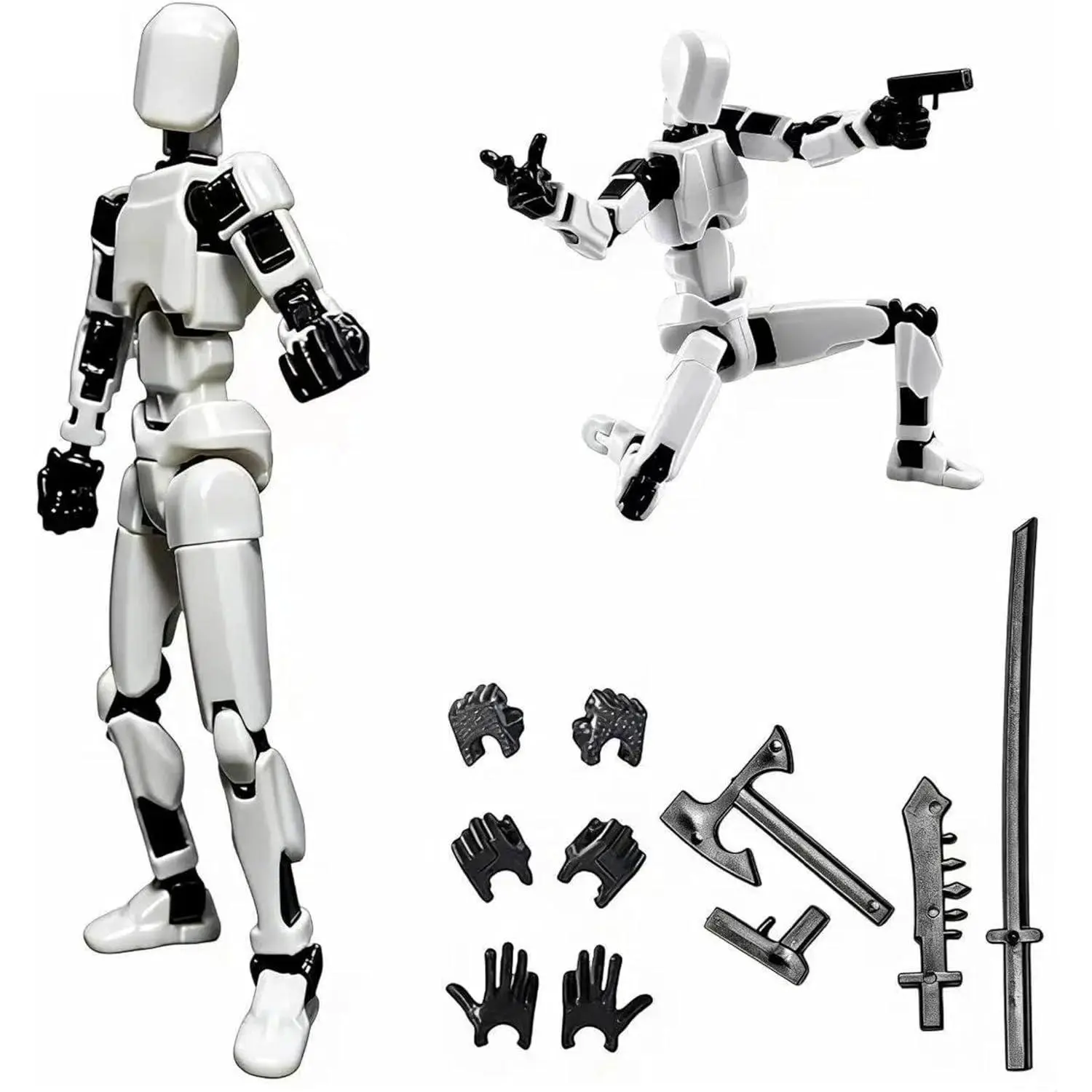 Assembly Completed Titan 13 Action Figures Set,3D Printed Multi-Jointed Movable Nova 13 Robot T-13 Lucky 13 Collectible Figurines Model for Desktop Decor Gift (White)