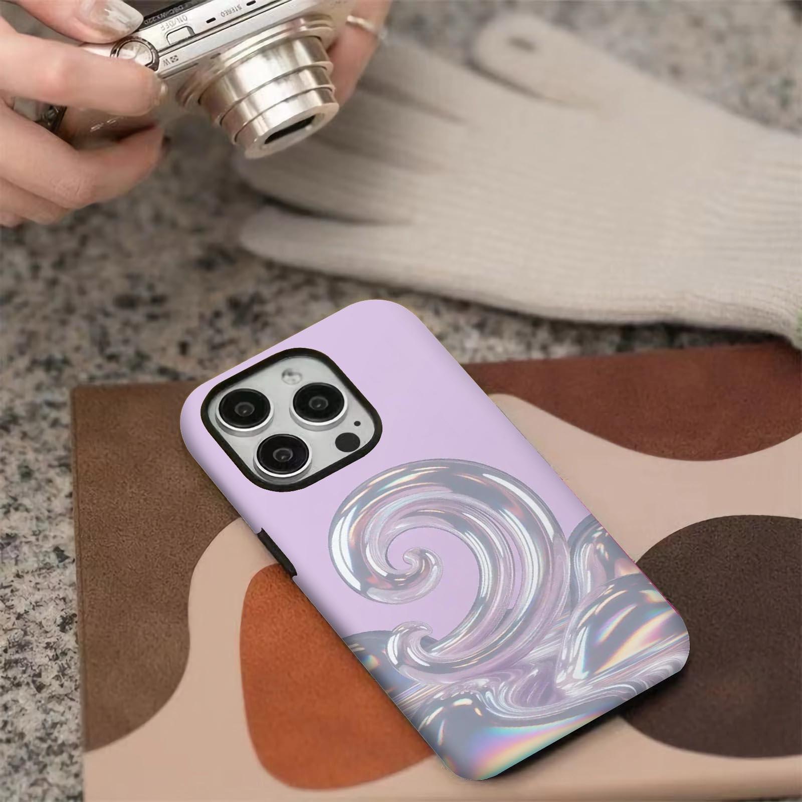 iridescent, swirl, wave Soft And Hard Two-In-One Film Printed Full Pattern Case For IPhone 16 15 14 13 1211 Pro Max Plus Phone Case