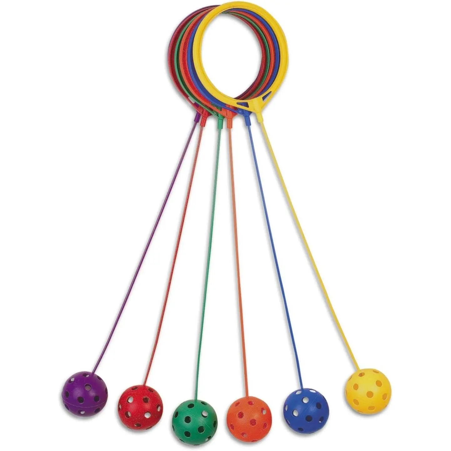 Skip Ball Ankle Toy for Kids, Pack of 6, Assorted Colors - Durable Hopper Swingball Set with 18-Inch Cord, 5.5-Inch Diameter Ankle Ring - Fun Jumper and Exercise EquipmentGift