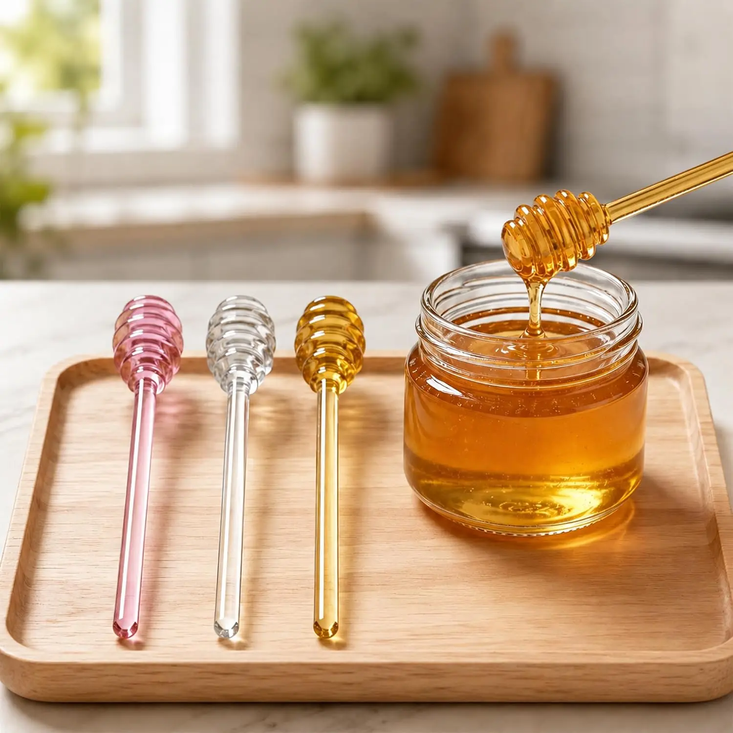 3 count  Sticks, 5.7'' Glass  Spoons Stirrer Sticks