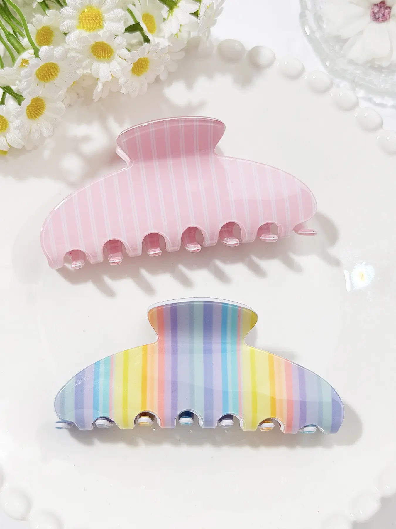 Little Fresh Rainbow Lady Hair Claw, Cute Rainbow Striped Hair Accessory, Hairstyle Accessory, Hair Decoration, Suitable for Campus, Parties, Office, Gifts, Everyday Casual Multi-purpose Lady Hair Accessories, Cute Hair Clips