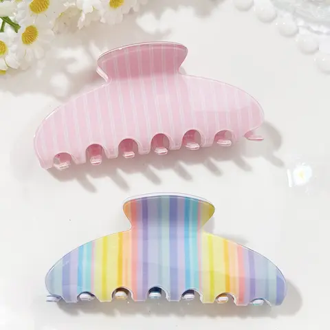 Fresh Style Rainbow Lady Hair Claw, Cute Rainbow Striped Hair Accessory, Hair Decoration, Casual Multi-Purpose Hair Accessories, Suitable for Campus, Parties, Office and Daily Use, Claw Hair Clips