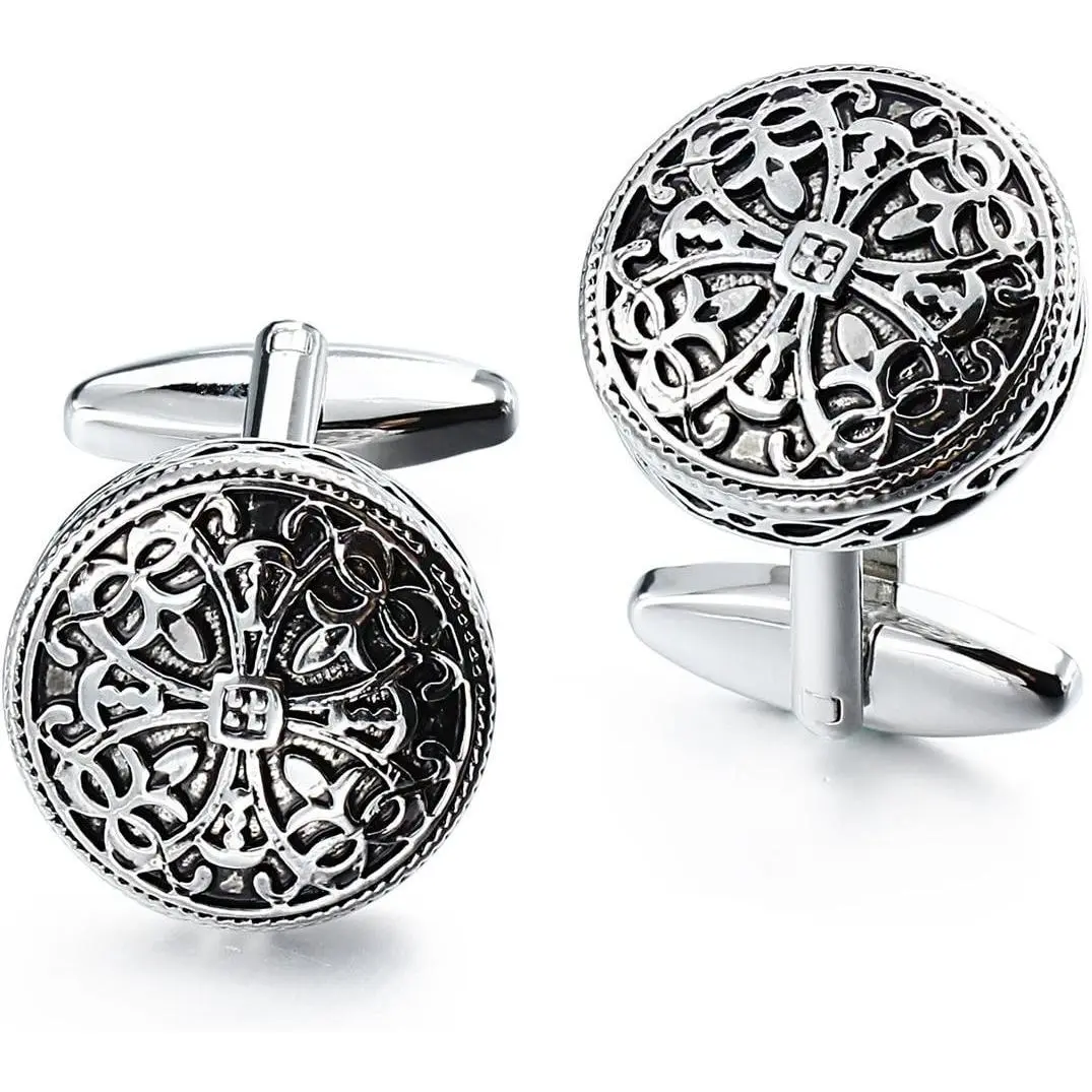 Cufflinks and Studs for Men-Fashion Men Vintage Enamel Carbon Fiber Tuxedo Shirt Cufflinks and Studs Set for Regular Wedding Business Accessories
