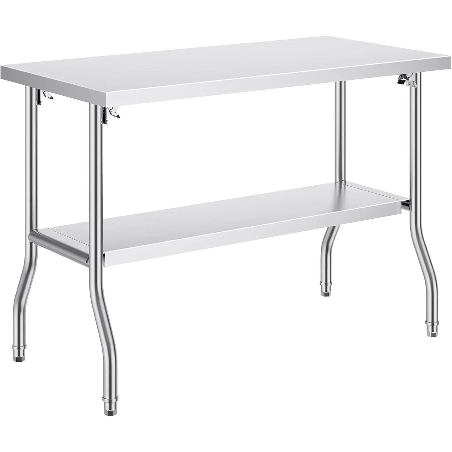Heavy Duty Stainless Steel Work Table – 48 x 30 Inch Commercial Prep Table with Undershelf, Adjustable Metal Feet, Durable Easy-Clean Rustproof Surface for Kitchen, Restaurant, Garage, Workshop