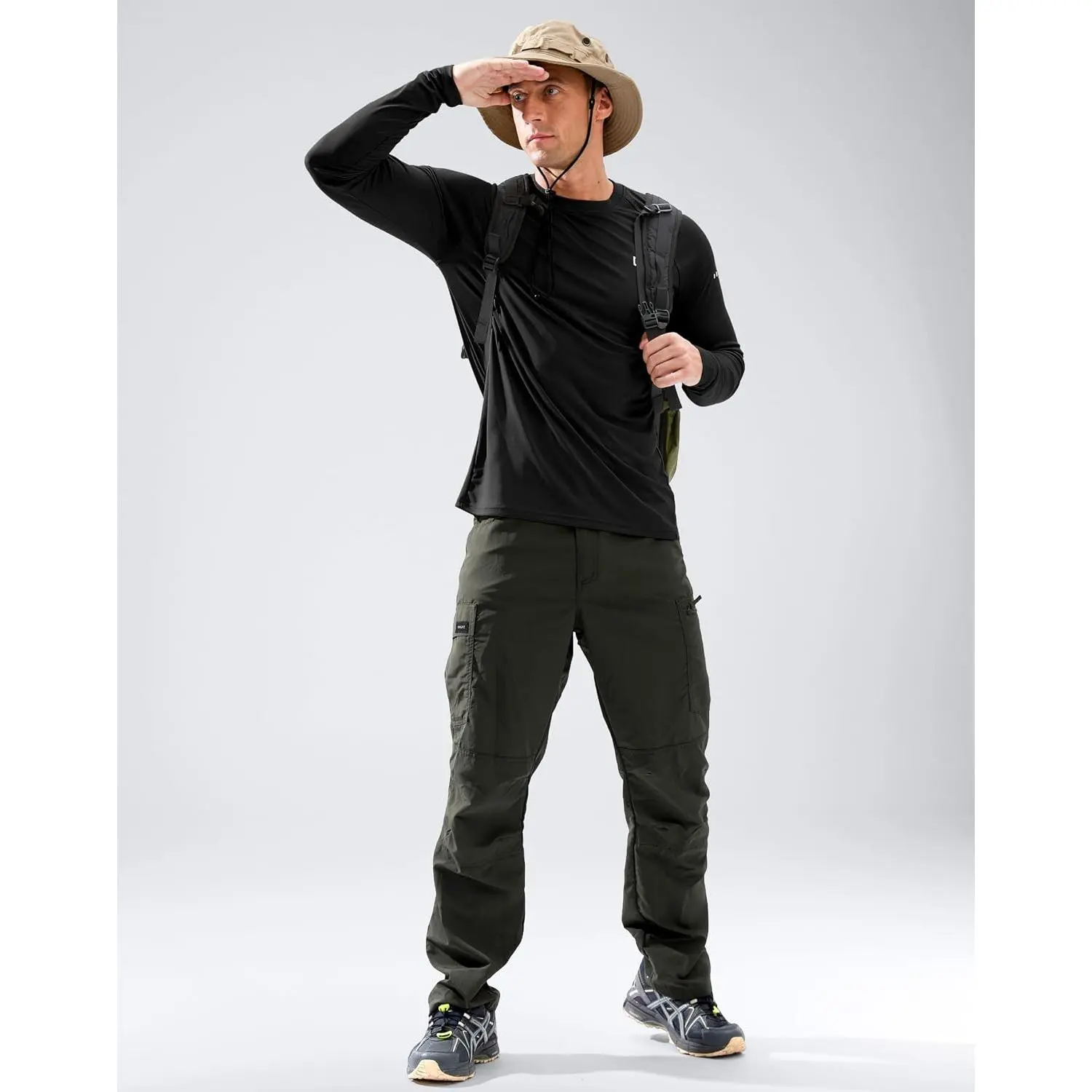 Men's UPF 50+ Sun Protection Long Sleeve Rash Guard Shirt - Lightweight, Breathable, Quick-Dry, Stretch, UV/SPF for Swimming, Workout, Hiking, Fishing, Running, Athletic with Thumb Holes & Reflective DesignGift
