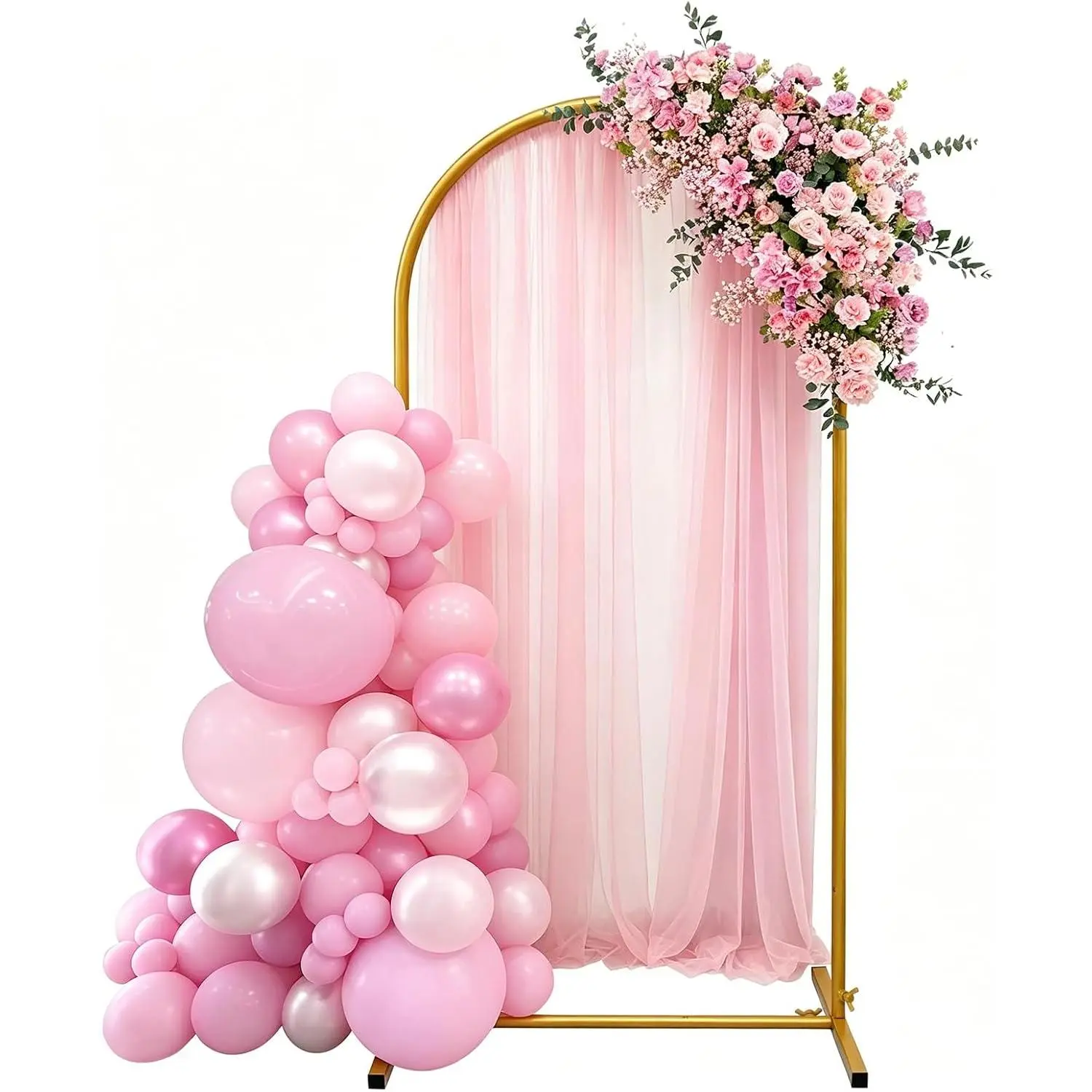 6ft Metal Arch Backdrop Stand - Arch Shape Photo Backdrop with Square Base, Includes Nails - Festive Party Decor for Wedding, Christmas Banners & Garden Events