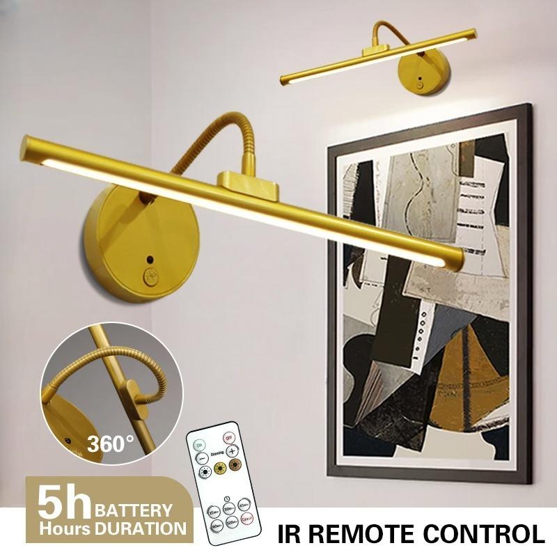 USB Rechargeable Wall Mounted Light, Dimmable Picture Light with Remote Control, Novelty Lighting for Wall Painting, Gallery Art, Painting, Portrait