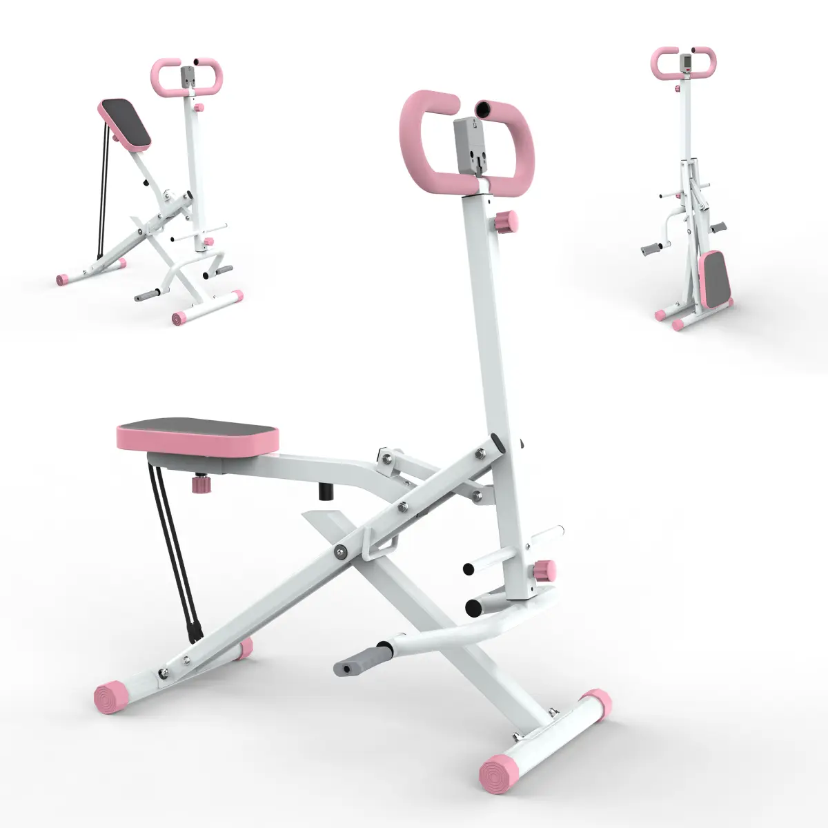 Squat Machine for Home Gym, Foldable Squat Assist Trainer with Resistance Bands & Digital Monitor, Adjustable Seat for Glute, Leg, Thigh, Core & Full Body Workout, 250 lb Capacity, Compact Space-Saving Home Fitness Equipment