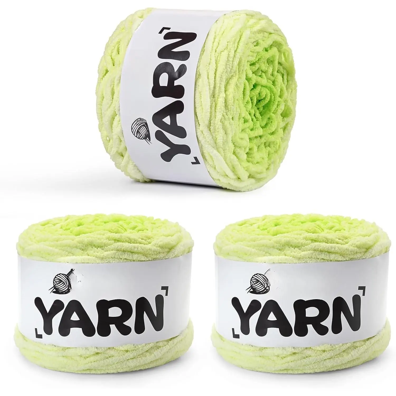 Blanket  Ombre Cake Yarn -  Yarn for Crocheting Soft - 3 Pack of 10.6oz/300g - #6 Super Bulky - 197 Yards for Knitting, Crafts & Amigurumi, Chunky Chenille Yarn(3 Lime Green)