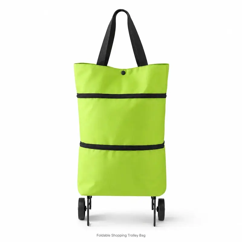 10inch 18inch Foldable Shopping Trolley Bag with Wheels Portable Reusable Grocery Tote Lightweight Rolling Shopping Cart Bag with Carry Handles for Supermarket Travel Laundry and Daily Use Heavy Duty