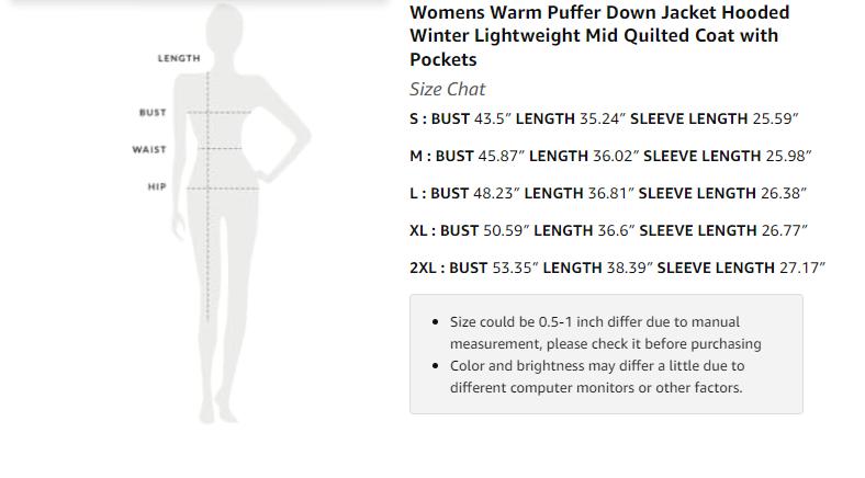 FMEYOA Womens Warm Puffer Down Jacket Hooded Winter Casual Lightweight Mid Quilted Coat with Pockets