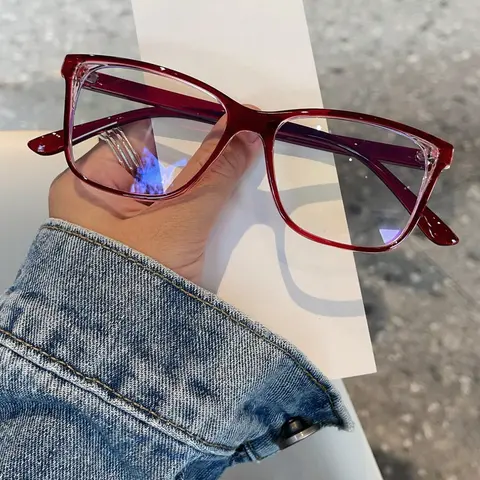 Elegant Square Frame Women's Blue Light Blocking Glasses, Casual Stylish Glasses, Trendy Casual Eyeglasses, Cute Transparent Design, Casual Style, Perfect Daily Accessory