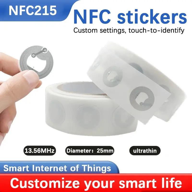 NFC Electronic Tag 215, Customizable High-Frequency Chip Sticker, Ntag Round Card Anti-Counterfeit Rfid Wet Inlay Label, Secure & Durable