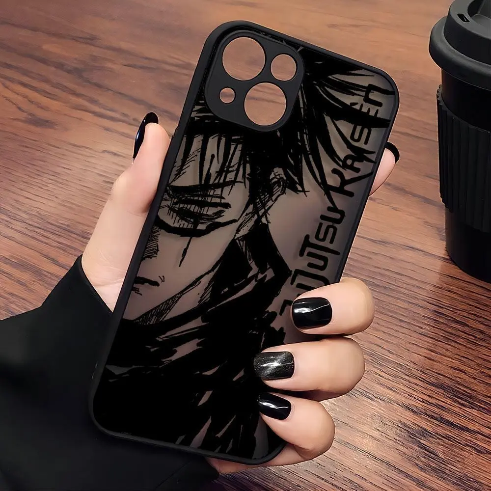 Blcak Hot Jujutsu Kaisen Anime Phone Case For iPhone 17 Pro Max Air 16 15 14 13 12 11 Pro Max XR XSMax 7 8 Plus & Samsung Galaxy S25 Ultra S24 S23 S22 S21 Plus Matte Transparent Back Cover