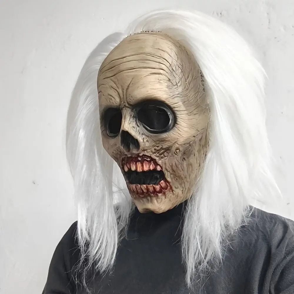 Realistic Full Head Zombie Skull Mask, Latex Material, Hair Design, Perfect for Halloween Costume, Party, Carnival Dress-Up