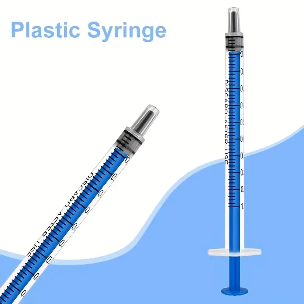 10pcs Blue Plastic Syringe Barrels, 1ML Capacity, No Needle, Ideal for Pet Supplies, Supplements, Oils, Glue, Feeding Cats and Pets Tools
