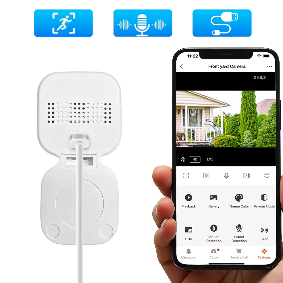 Window Camera, 2.4GHz WiFi Indoor Camera with Two Way Audio & Motion Detection, Window security camera with HD Night Vision, Support TF Card Cloud Storage, App Controlled Camera, for Pet Elder House Monitoring