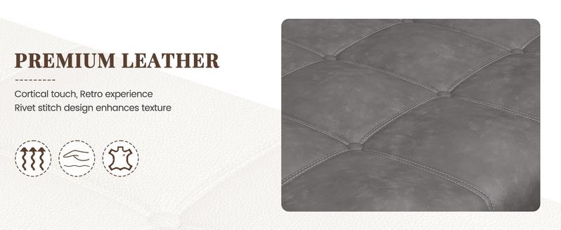 Storage Bench for Bedroom, 51" Full Queen Storage Bench, Upholstered Bedroom Bench with Rolled Arms and Vintage Rivets for Living Room, Storage Room, Entryway, Gray Cushioned Stool